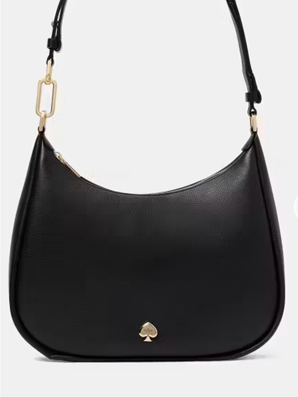 Kate Spade Black Pebbled Leather Crescent Shoulder Bag with Gold Hardware